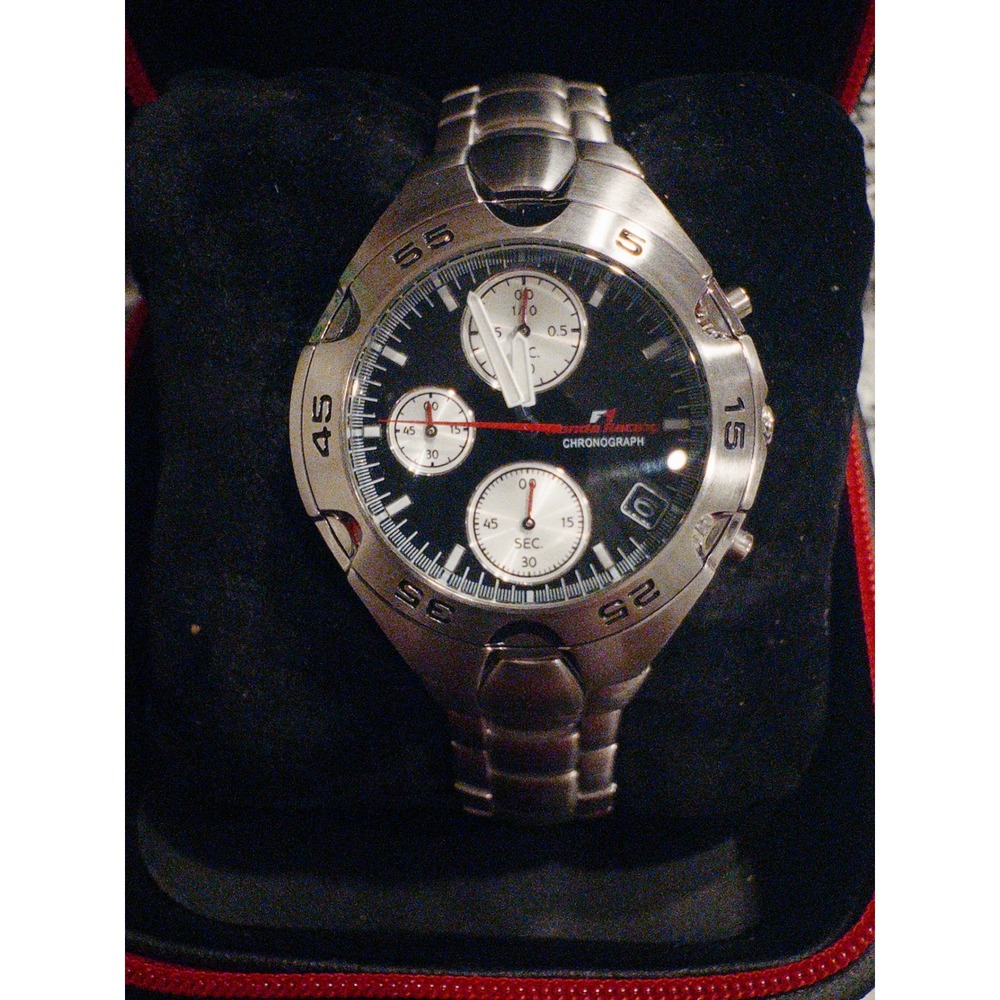 Honda Racing F1 Chronograph Watch Seiko VD57-D051 Stainless Steel Mens NOS